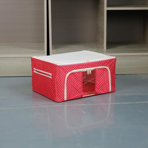 New Oxford Fabric Storage Box with Polka Dot Window | Small Foldable Organizer for Home Quilts, Clothes & Toys (复制) (复制)